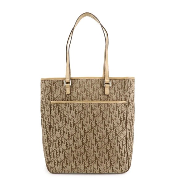 ❤️Authentic Christian Dior Trotter Leather Canvas Tote Bag Shoulder Bag❤️ - Picture 1 of 16